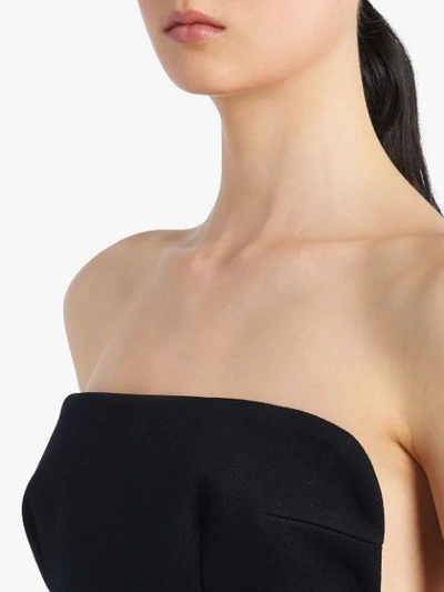 Shop Prada Strapless Midi Tailored Dress In Black