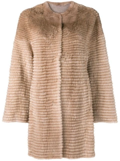 Shop Liska Mink Fur Coat In Pastel