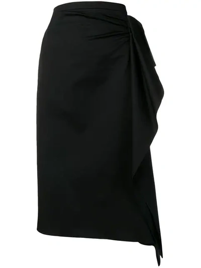 Shop Rochas Draped Pencil Skirt In Black