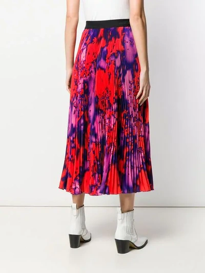 Shop Msgm Pleated Midi Skirt In Red
