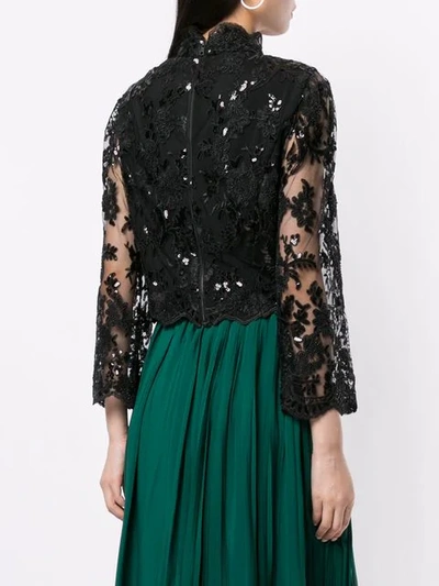 Shop Alice And Olivia Trisha Bell Sleeve Blouse In Black