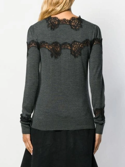 Shop Dolce & Gabbana Lace Detail Sweater In Grey