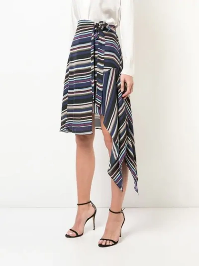 Shop Nicole Miller Flight Stripe Skirt In Blue