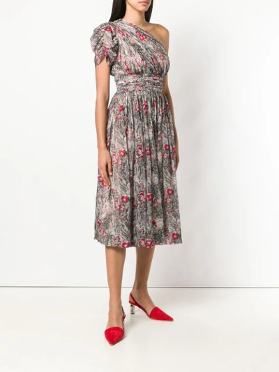Shop N°21 Asymmetric Floral Printed Dress In Neutrals