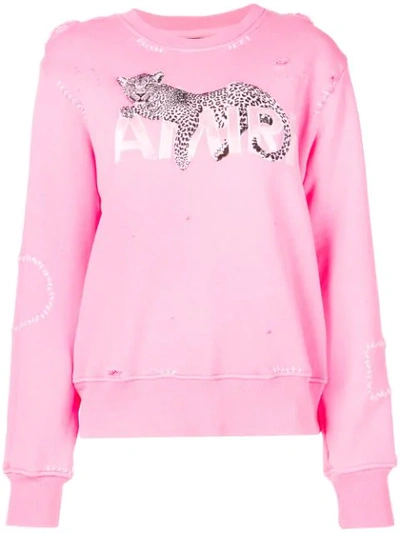 Shop Amiri Leopard Print Sweater In Pink