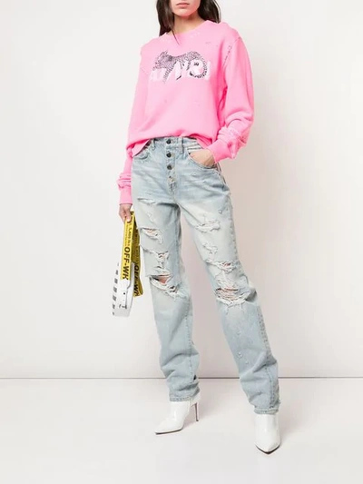 Shop Amiri Leopard Print Sweater In Pink