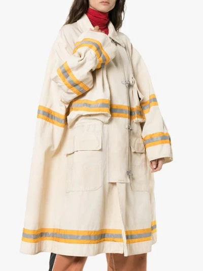 Shop Calvin Klein 205w39nyc Oversized Contrast Parka Cotton And Leather Coat - Neutrals