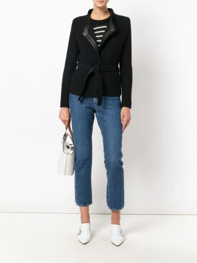 Shop Iro Leather Trim Blazer In Bla01 Black