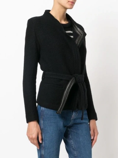 Shop Iro Leather Trim Blazer In Bla01 Black
