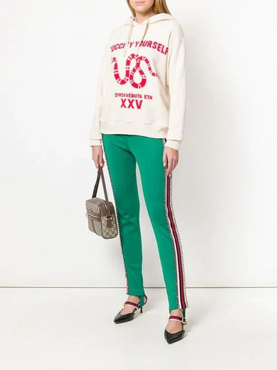 Shop Gucci Crystal Embellished Stirrup Leggings In Green