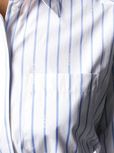 Shop Pinko Bow Striped Tunic Shirt In White