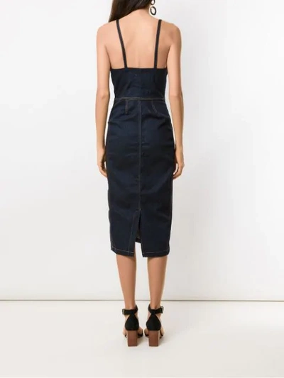 A.BRAND VESTIDO MIDI DETALHE NEOPRENE - JEANS ESCURO - 蓝色