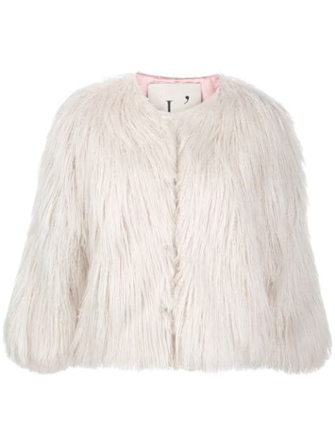 short white faux fur jacket