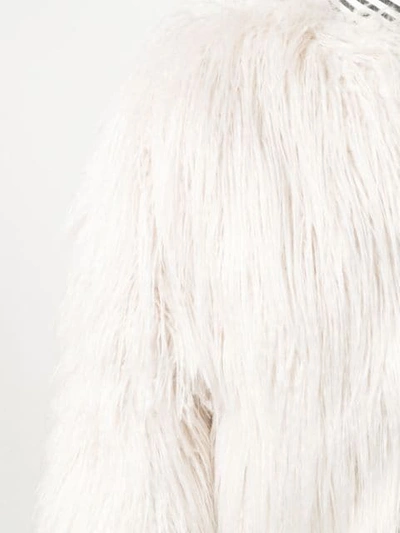 Shop L'autre Chose Short Faux-fur Jacket In White