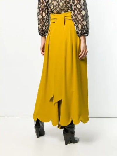 VALENTINO 褶饰长款半身裙 - 黄色
