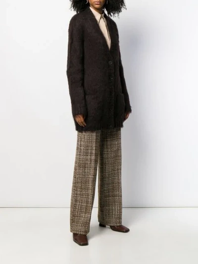 Shop Erika Cavallini Long Sleeve Cardigan In Brown