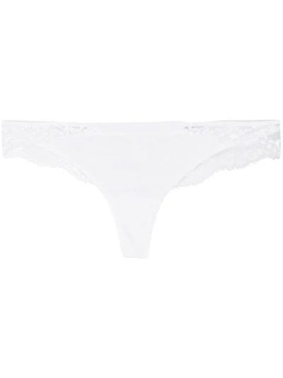 Shop La Perla Souple Lace Brazilian Thongs In White
