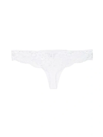 Shop La Perla Souple Lace Brazilian Thongs In White