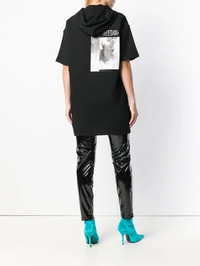 Shop Versace Jeans Hooded Short Sleeve Long Jumper In Black