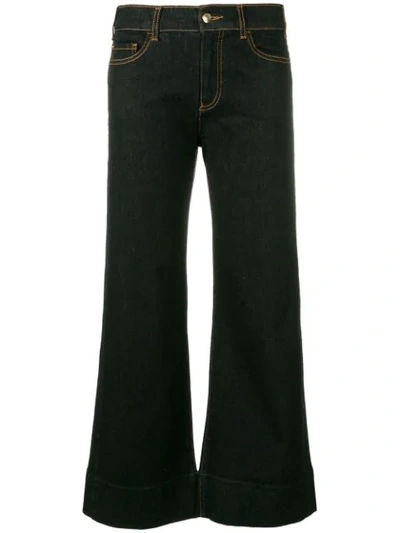 Shop Emporio Armani Cropped Flared Jeans - Black