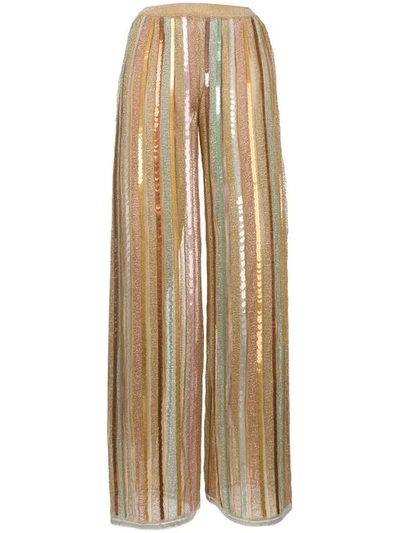 Shop Missoni Striped Wide Leg Trousers In Gold