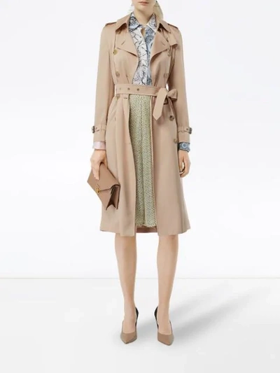 Shop Burberry Silk Double-breasted Trench Coat In Pink