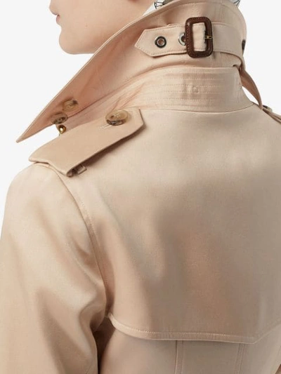 Shop Burberry Silk Double-breasted Trench Coat In Pink
