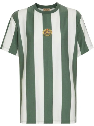 Burberry Embroidered Crest Striped In Green White ModeSens