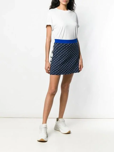 Shop Stella Mccartney Logo Knit Mini Skirt In Blue