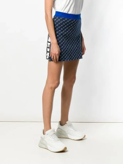 Shop Stella Mccartney Logo Knit Mini Skirt In Blue