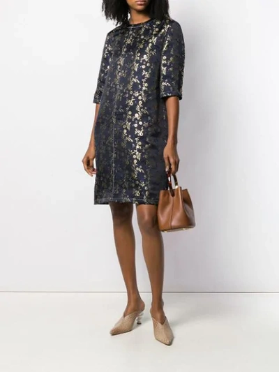 MARNI FLORAL EMBROIDERED T-SHIRT DRESS - 蓝色