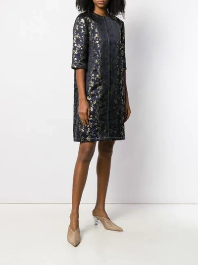 MARNI FLORAL EMBROIDERED T-SHIRT DRESS - 蓝色