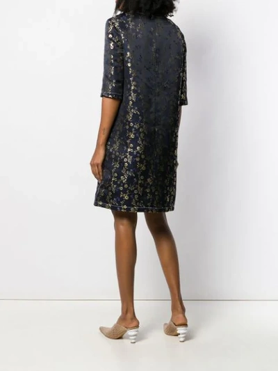 Shop Marni Floral Embroidered T-shirt Dress In Blue