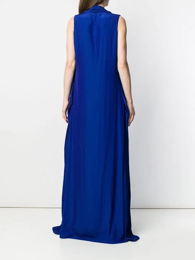 Shop Lanvin Draped Maxi V-neck Dress In Blue