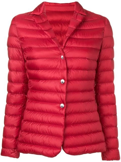 Shop Moncler Quilted Blazer In Red