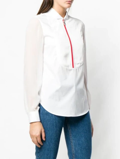 Shop Karl Lagerfeld Contrast Zip Blouse In White