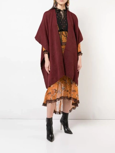 VOZ HAND-WOVEN PONCHO - 红色