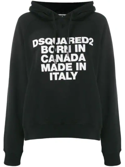 Shop Dsquared2 Slogan Print Hoodie In Black