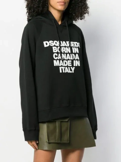 Shop Dsquared2 Slogan Print Hoodie In Black