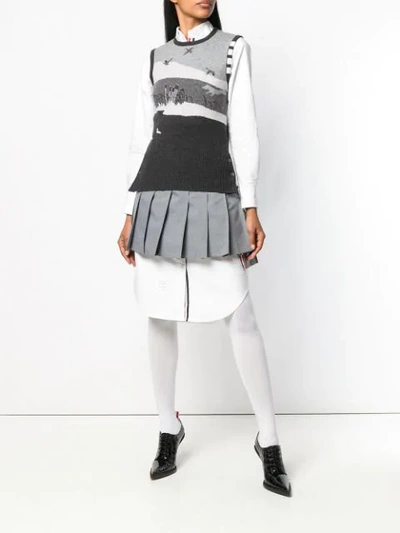 Shop Thom Browne Step-hem Pleated Skirt In Grey