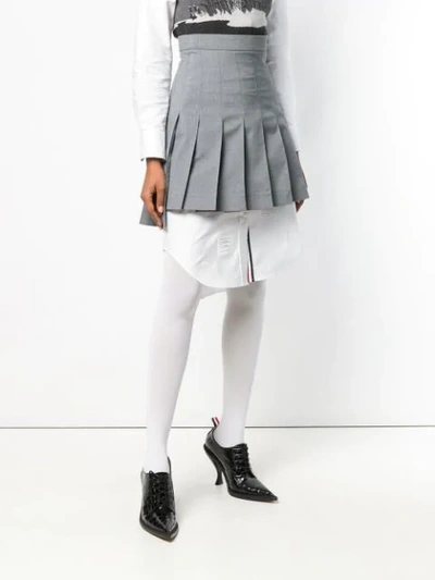 Shop Thom Browne Step-hem Pleated Skirt In Grey
