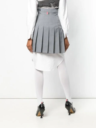 Shop Thom Browne Step-hem Pleated Skirt In Grey