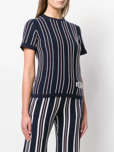 Shop Barrie Cashmere Striped Top In Blue