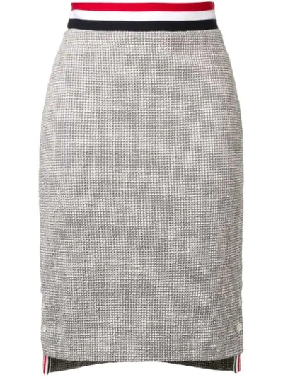 Shop Thom Browne Textured Tweed Pencil Skirt In Grey