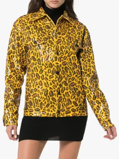 Shop Charm's Leopard Print Jacket In Yellow