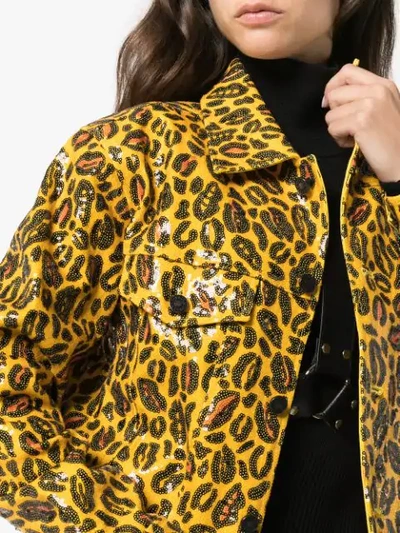 Shop Charm's Leopard Print Jacket In Yellow