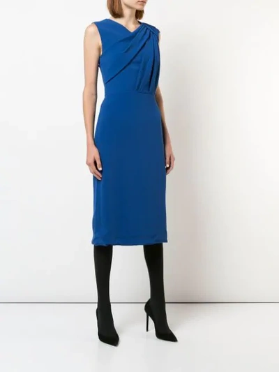 Shop Jason Wu Ruched Detail Sleeveless Dress In Blue