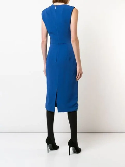 Shop Jason Wu Ruched Detail Sleeveless Dress In Blue
