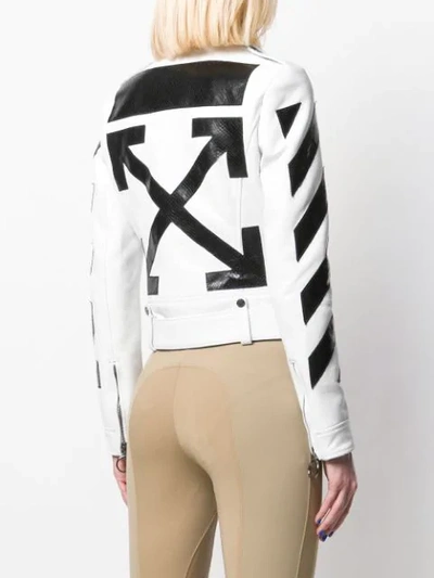Shop Off-white Striped Biker Jacket In White