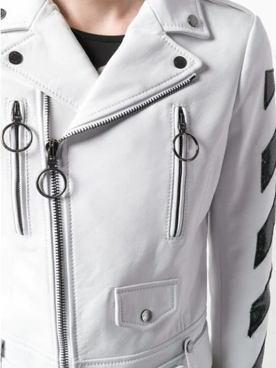 Shop Off-white Striped Biker Jacket In White